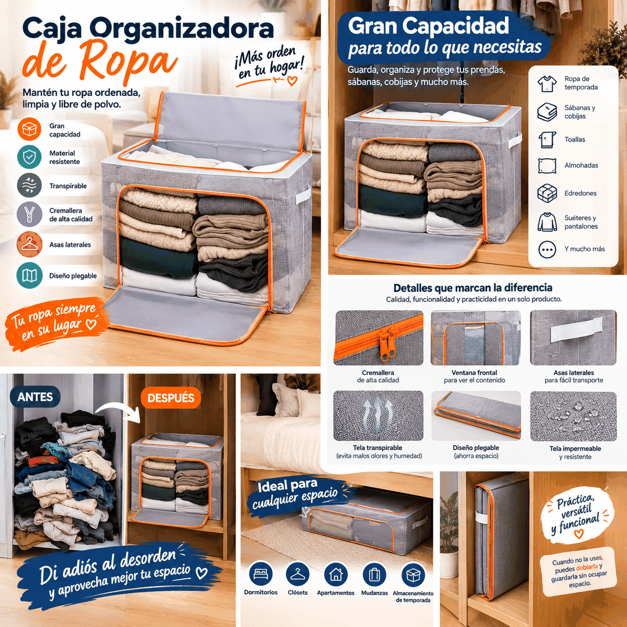 ORGANIZADOR PLEGABLE MEDIANO 66L (30 UND X CAJA)