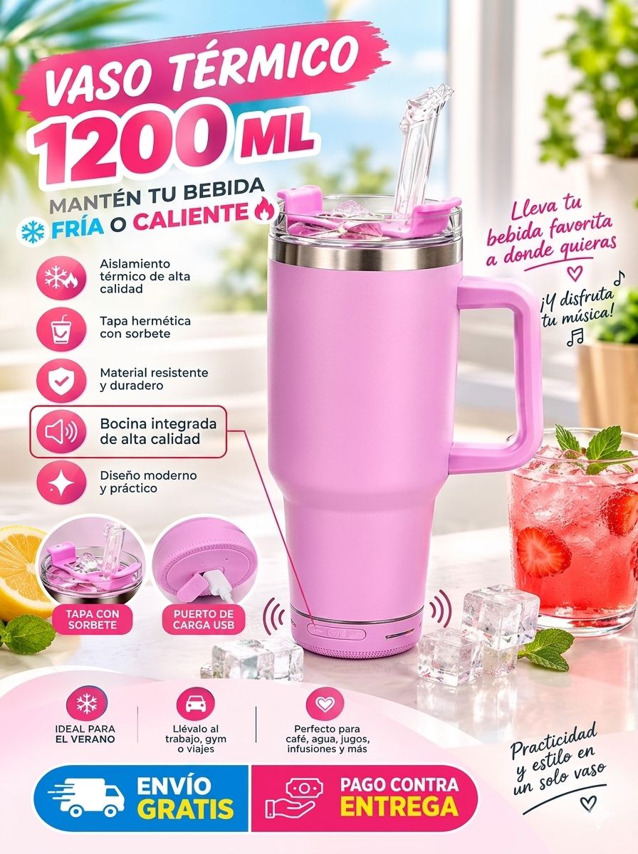 VASO TERMICO CON AGARRE Y BOCINA